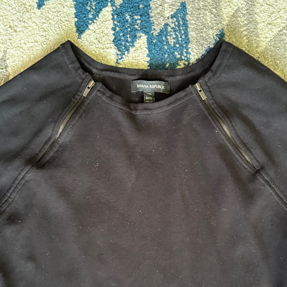 Banana Republic Women's Black Sweater with Zipper Accents
